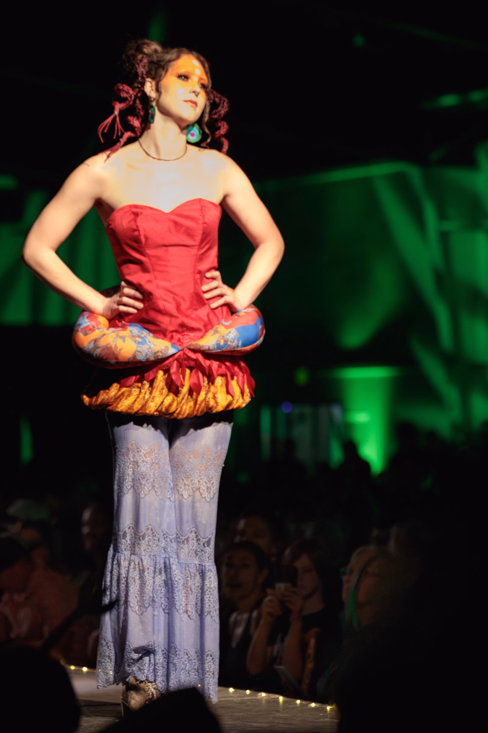 Model posing at the end of the runway during Beast Chikoko's Experimental Fashion Show, Oct 2025.