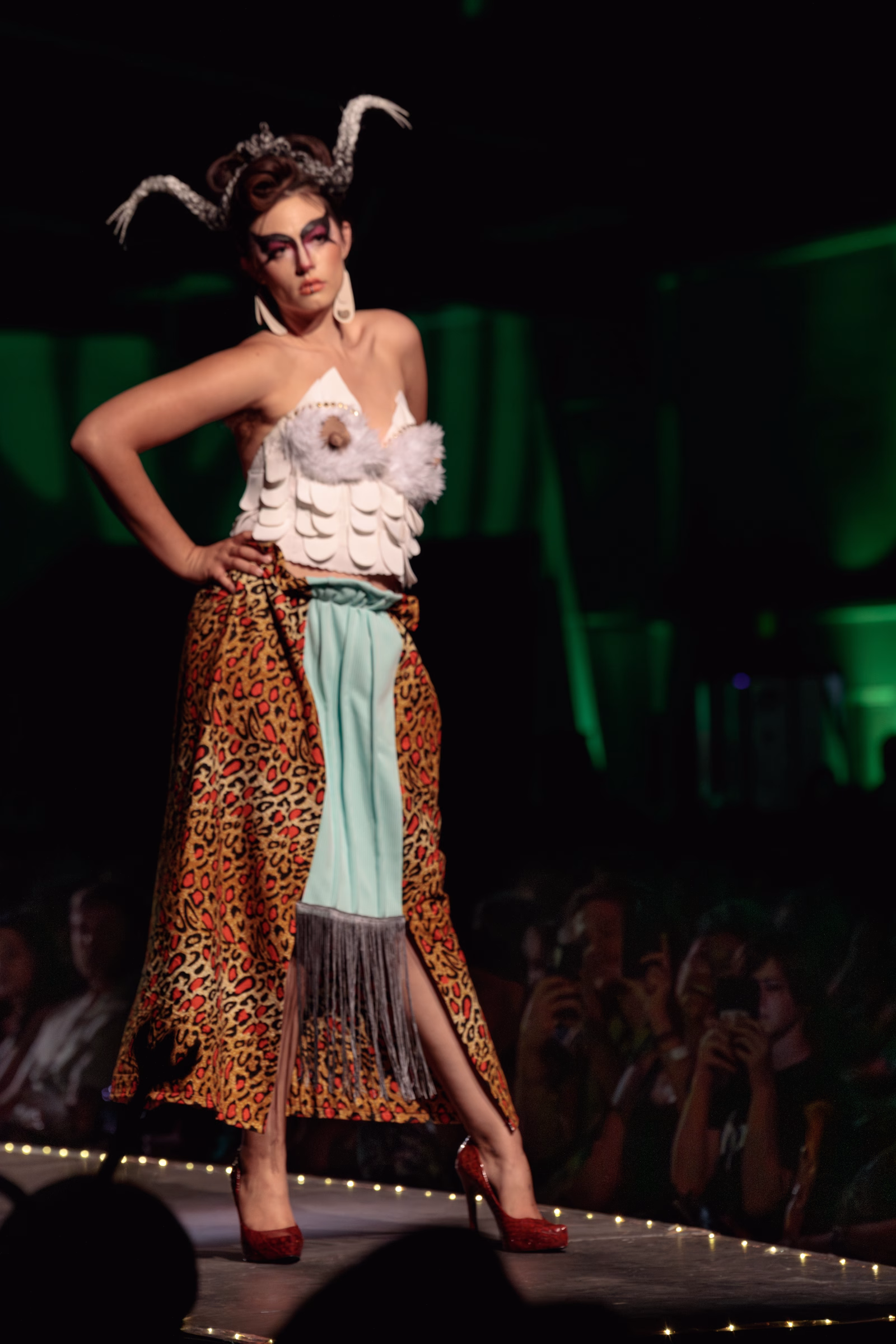 Model posing at the end of the runway during Beast Chikoko's Experimental Fashion Show, Oct 2025.