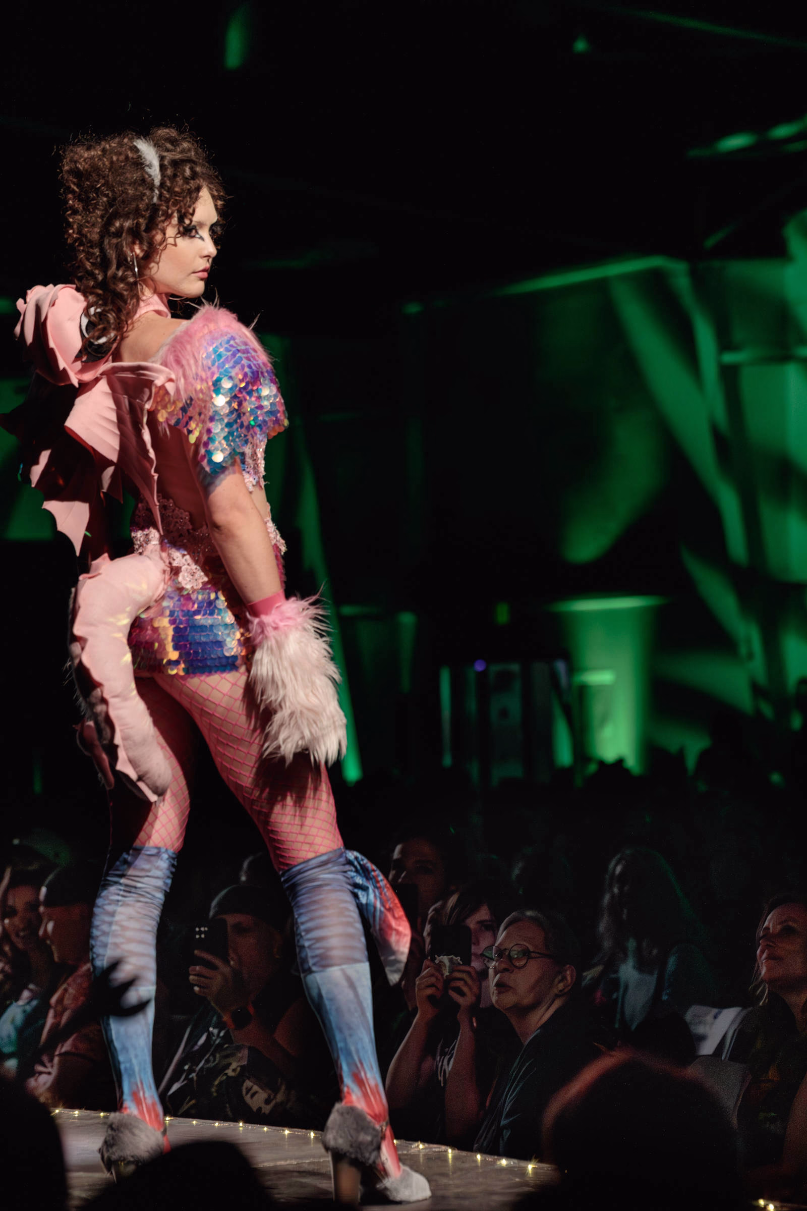 Model posing at the end of the runway during Beast Chikoko's Experimental Fashion Show, Oct 2025.