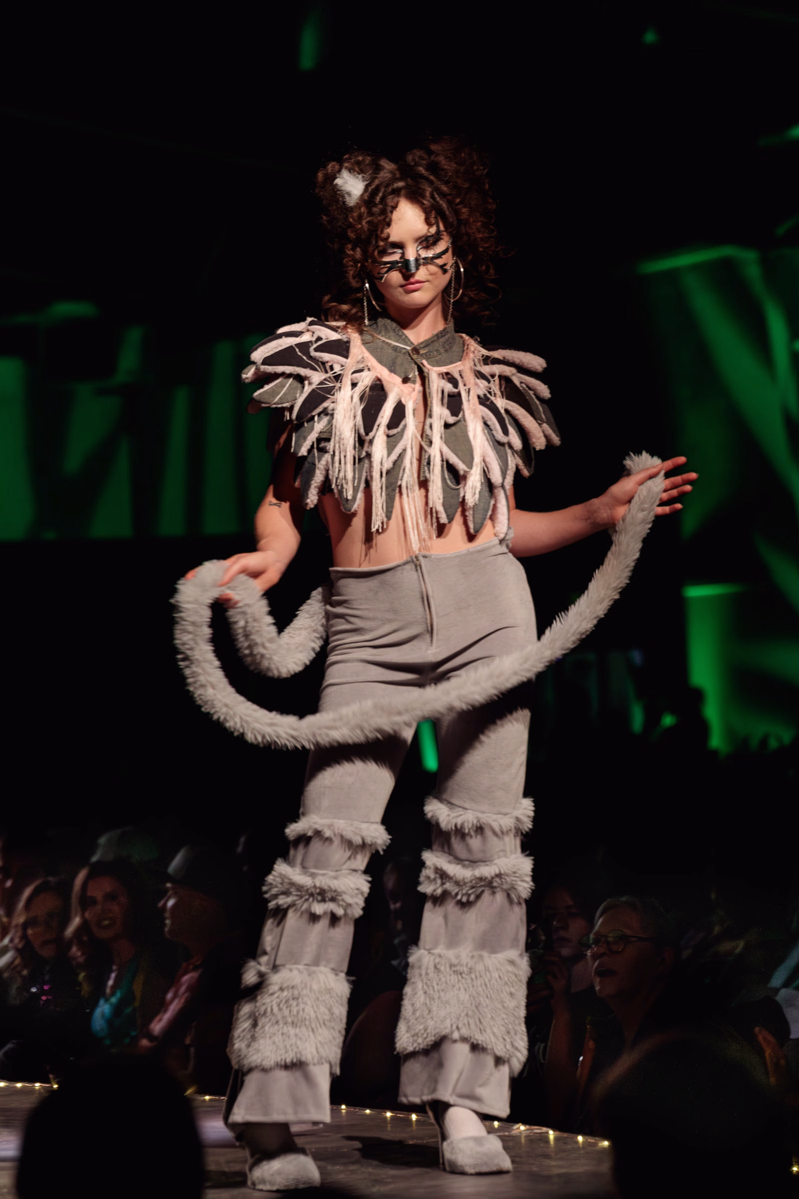 Model posing at the end of the runway during Beast Chikoko's Experimental Fashion Show, Oct 2025.
