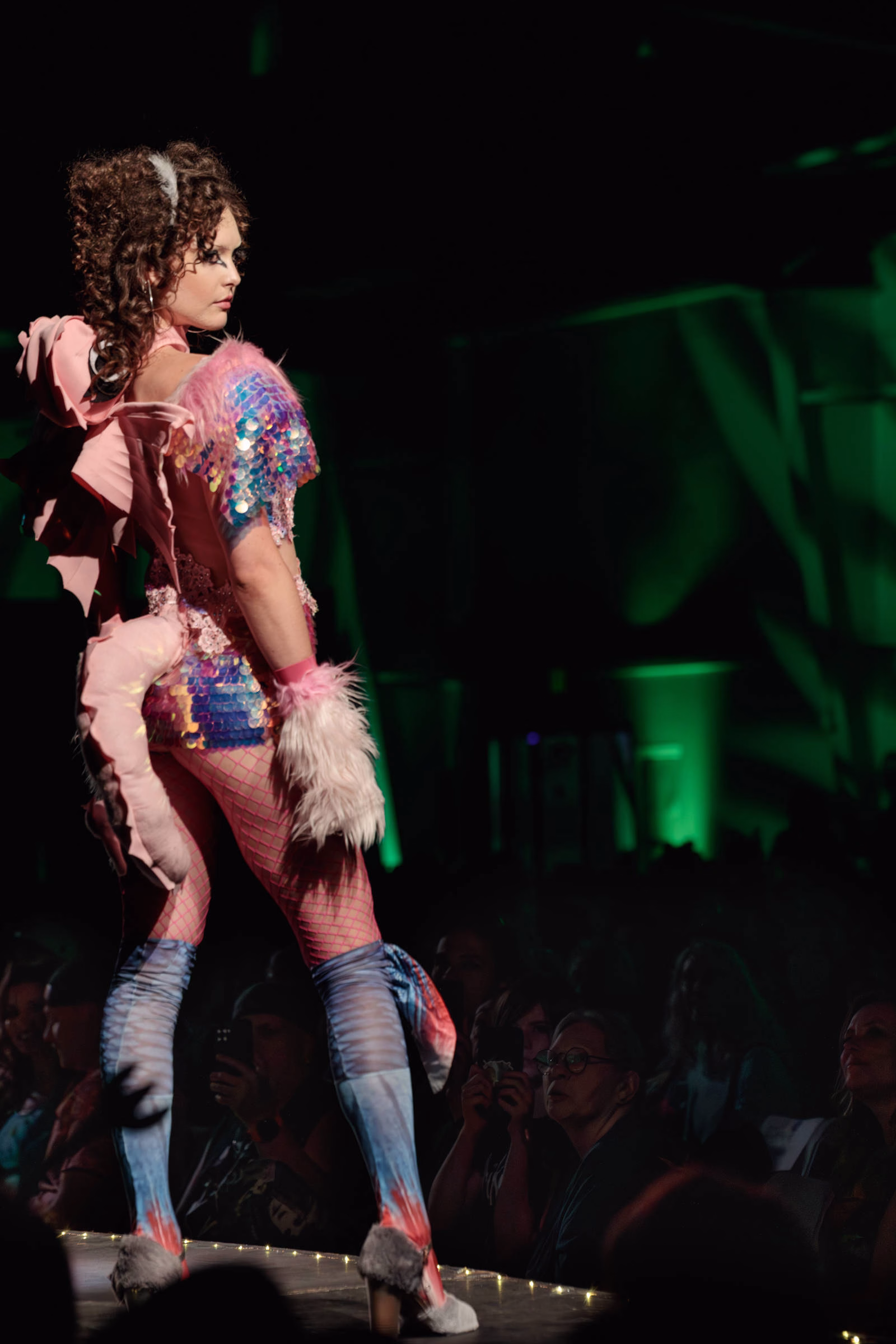 Model posing at the end of the runway during Beast Chikoko's Experimental Fashion Show, Oct 2025.
