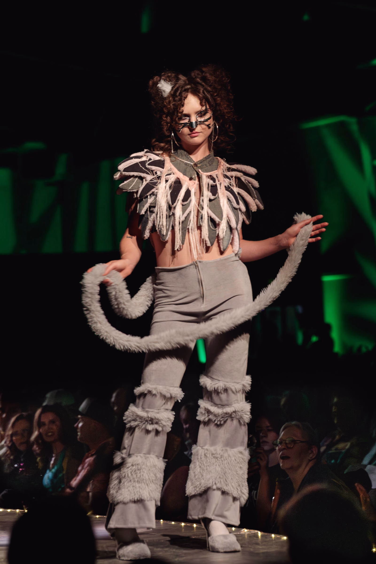 Model posing at the end of the runway during Beast Chikoko's Experimental Fashion Show, Oct 2025.