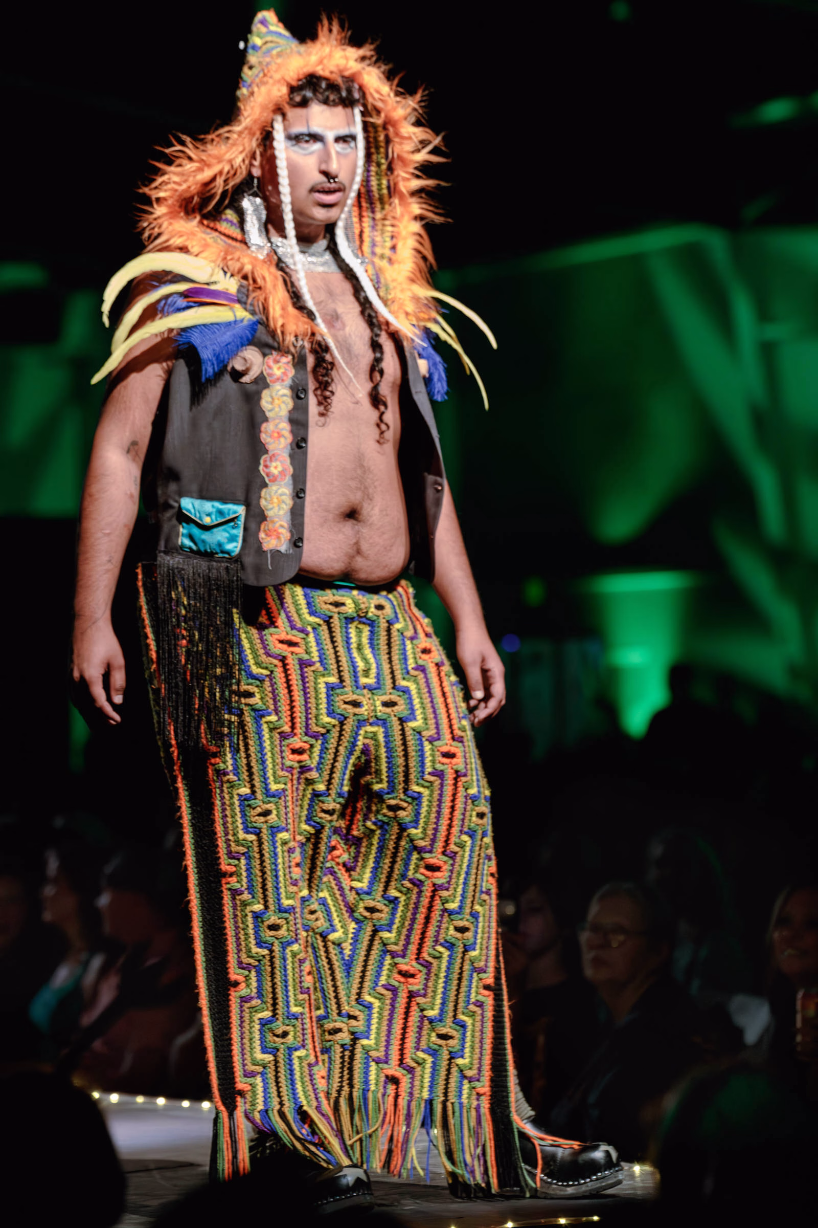 Model posing at the end of the runway during Beast Chikoko's Experimental Fashion Show, Oct 2025.