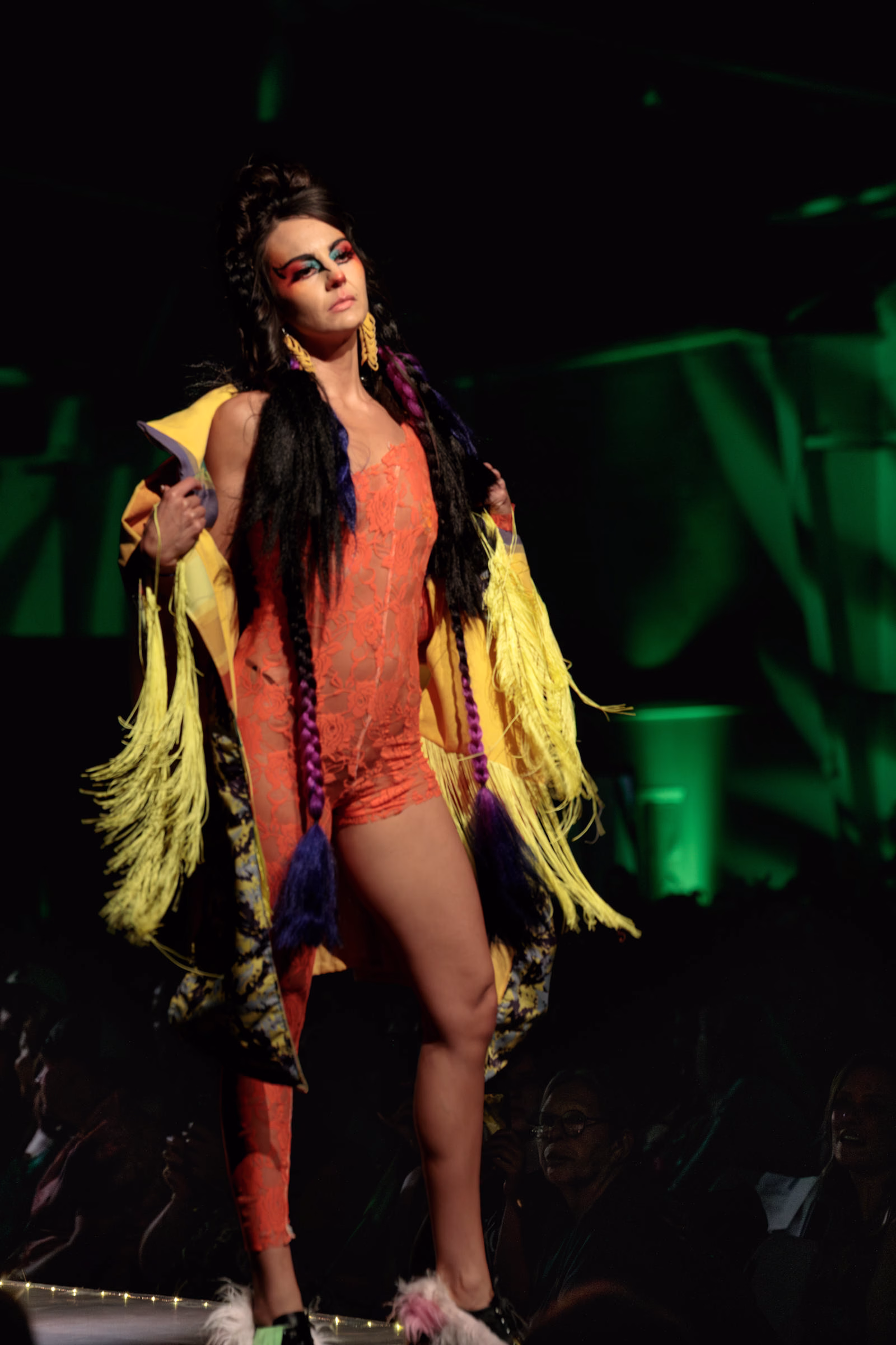 Model posing at the end of the runway during Beast Chikoko's Experimental Fashion Show, Oct 2025.