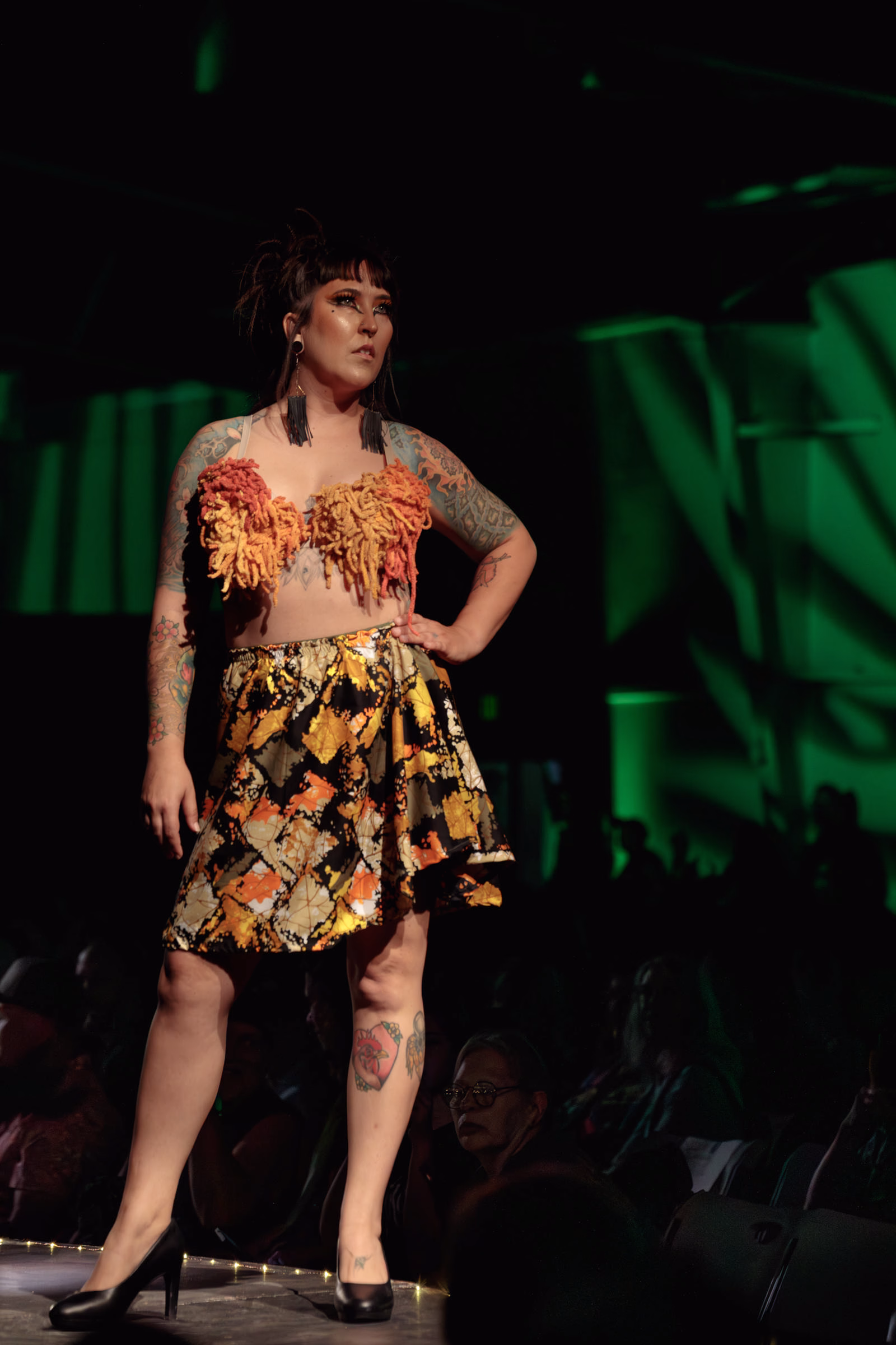 Model posing at the end of the runway during Beast Chikoko's Experimental Fashion Show, Oct 2025.