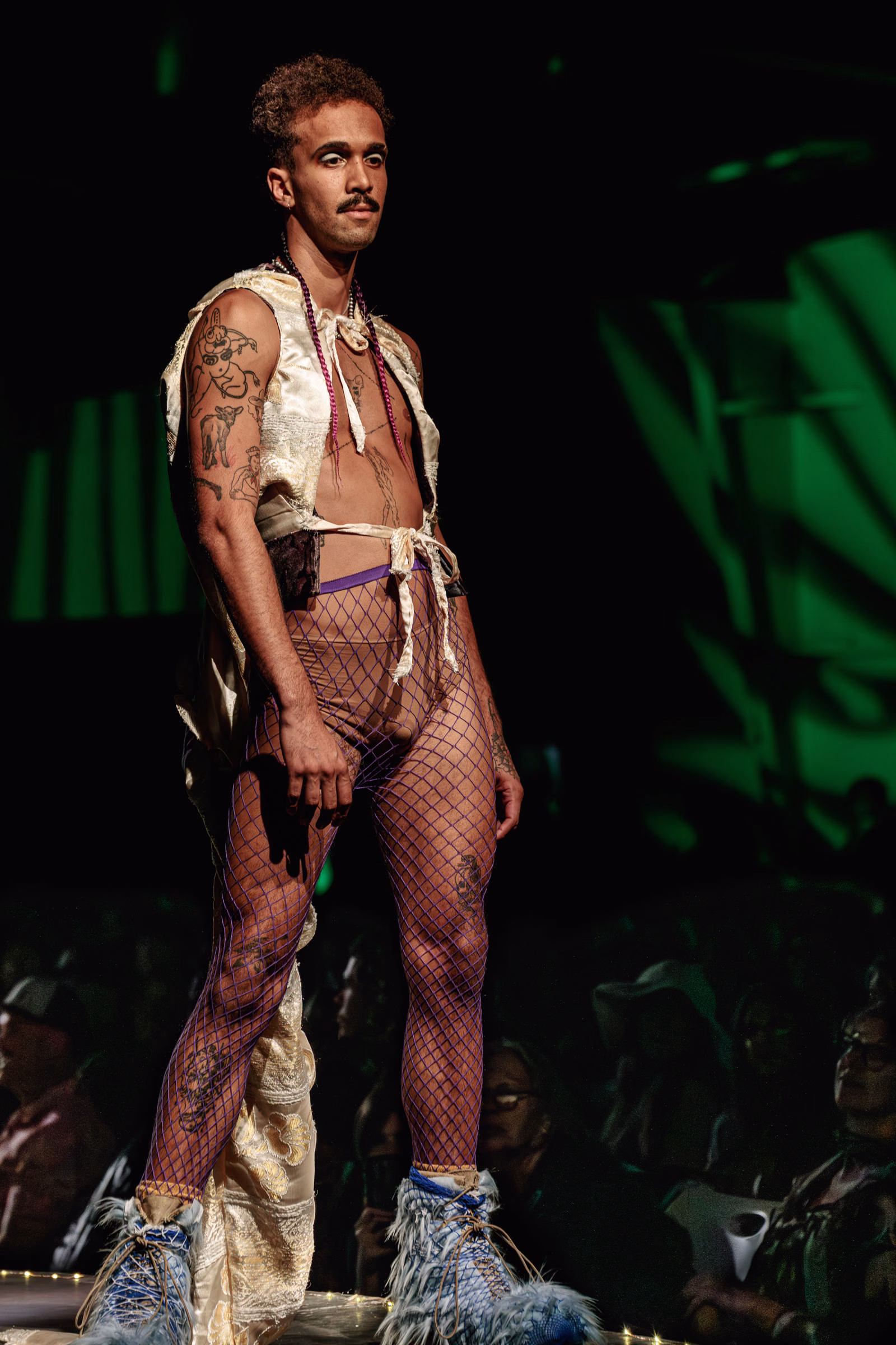 Model posing at the end of the runway during Beast Chikoko's Experimental Fashion Show, Oct 2025.